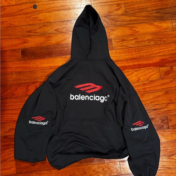 Balenciaga Black Sweatshirt with Red Accents